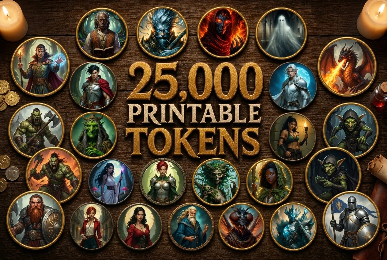 25,000+ Tokens circulaires de fantasy à imprimer