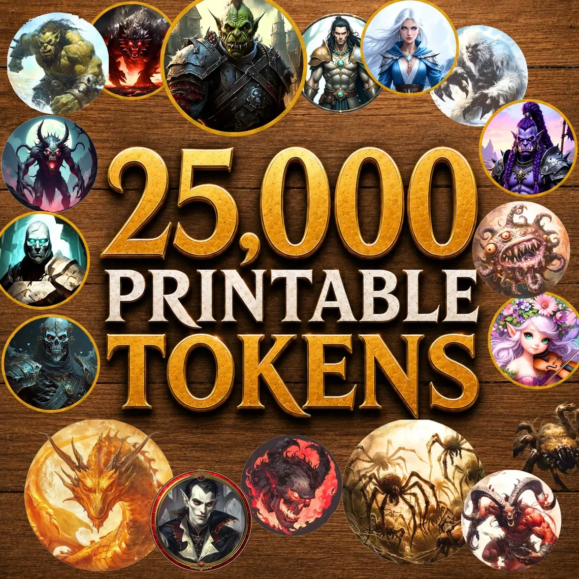 Aperçu du produit 25,000+ Tokens circulaires de fantasy à imprimer 9