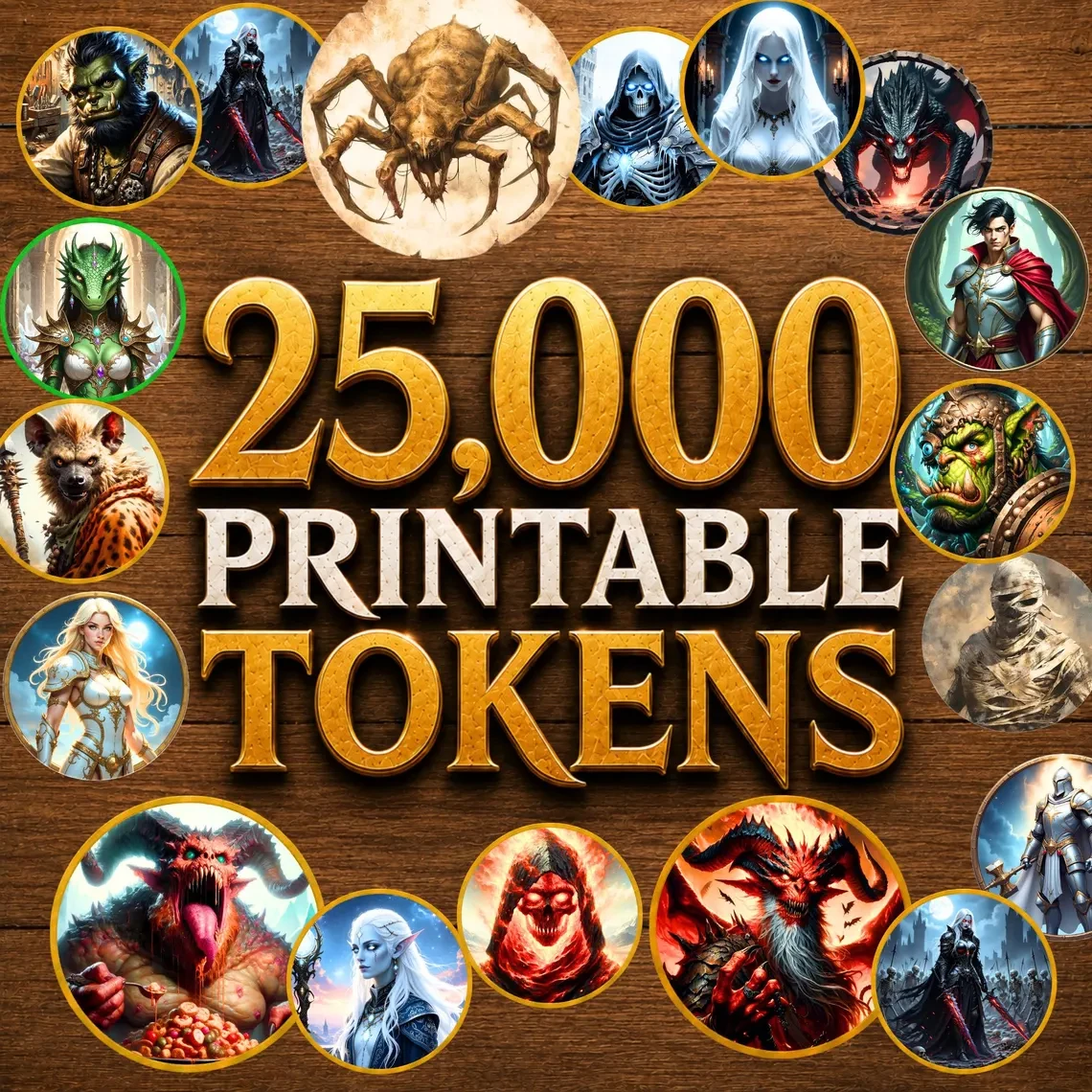 Aperçu du produit 25,000+ Tokens circulaires de fantasy à imprimer 6