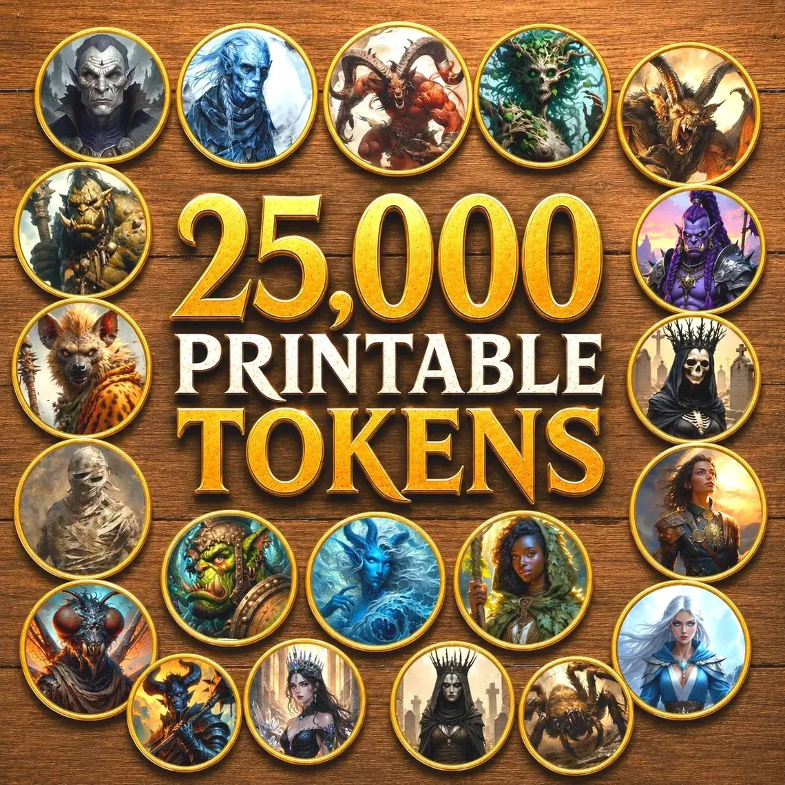 Aperçu du produit 25,000+ Tokens circulaires de fantasy à imprimer 7