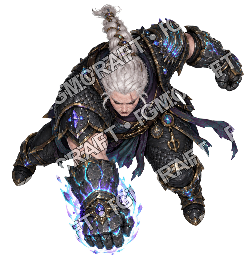 Pirate Ocean 0002 Kaelen, le poing de granit, lumière bioluminescente, token vu du dessus, aperçu