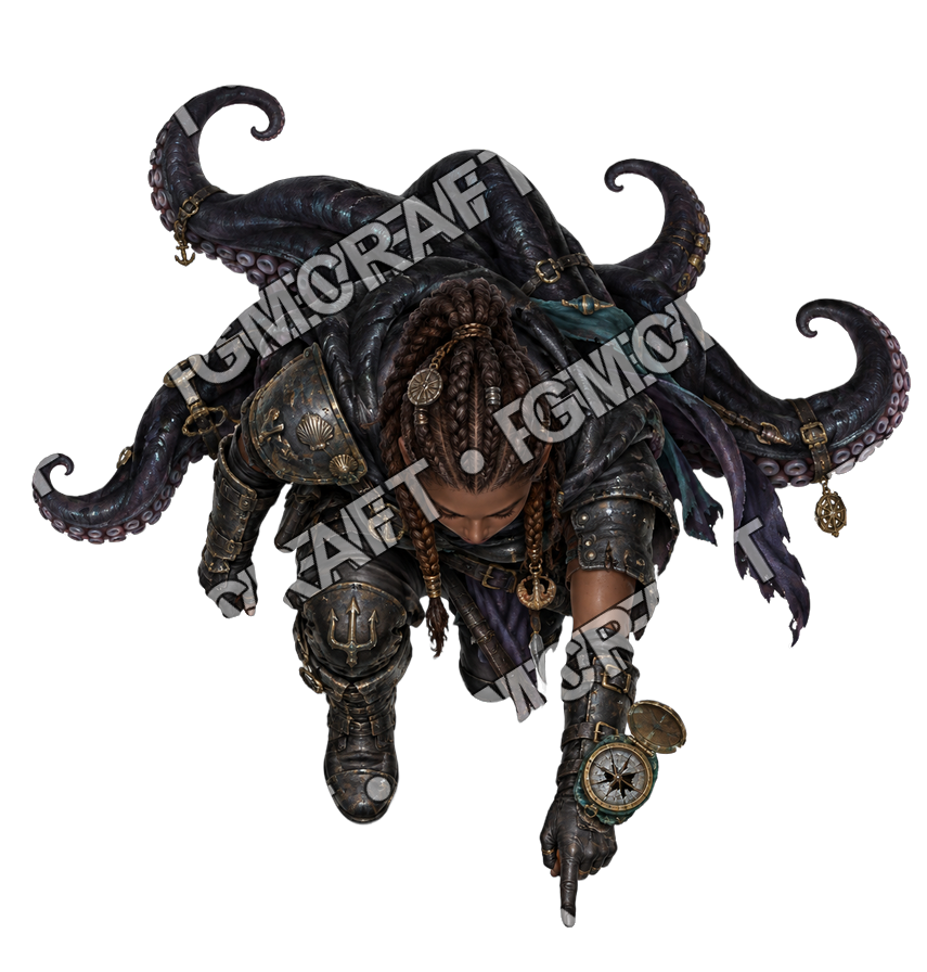 Pirate Ocean 0019 Thorne, le Navigateur, token vu du dessus projetant une ombre — aperçu du token vu du dessus