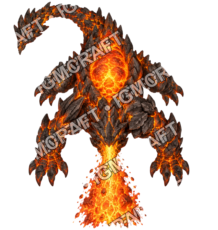 Pirate Ocean 0445 Token vu du dessus du Colosse volcanique, lentille de magma, aperçu du token vu du dessus