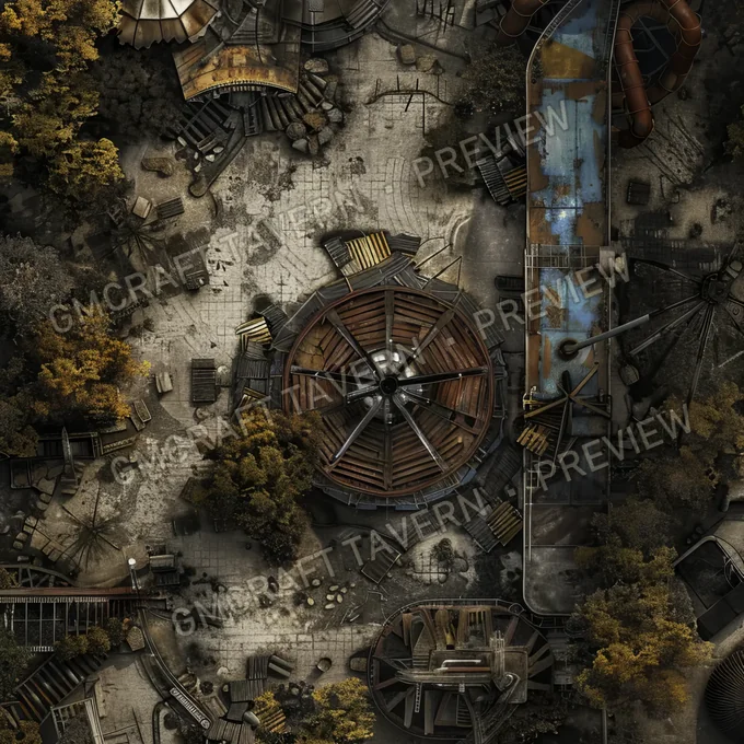 Aperçu de la battlemap Derelict Theme Park Overrun By W