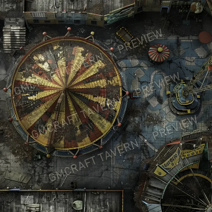 Aperçu de la battlemap Deserted Carnival Midway With Ru