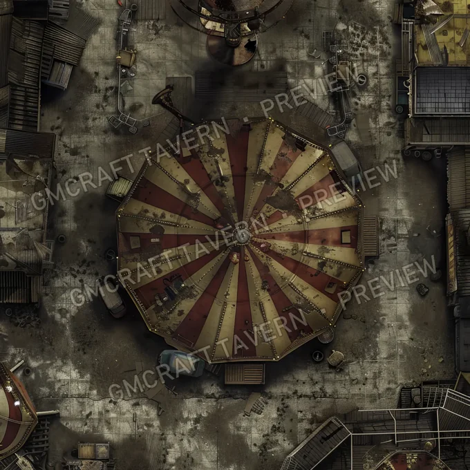 Aperçu de la battlemap Deserted Carnival Midway With Ru