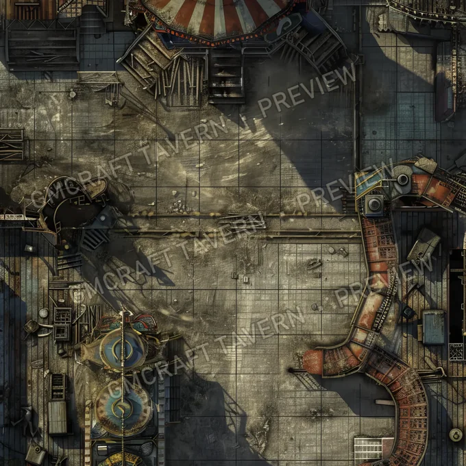 Aperçu de la battlemap Deserted Carnival Midway With Ru