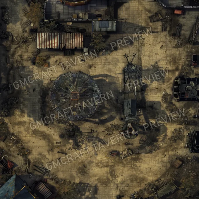 Aperçu de la battlemap Deserted Carnival Midway With Ru