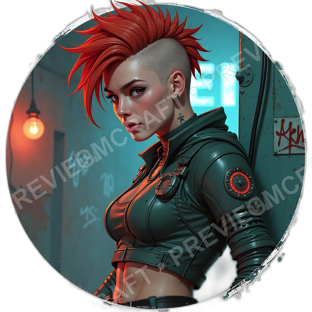Neon Mohawk Anarchist, Male, Diy Plasma Pipe, Hacked Civic Badge, Spraypaint Stained Gloves, Pamphlets Folded In Boot, Cyberpunks Anarchists, ,Young A 0001 top-down token preview
