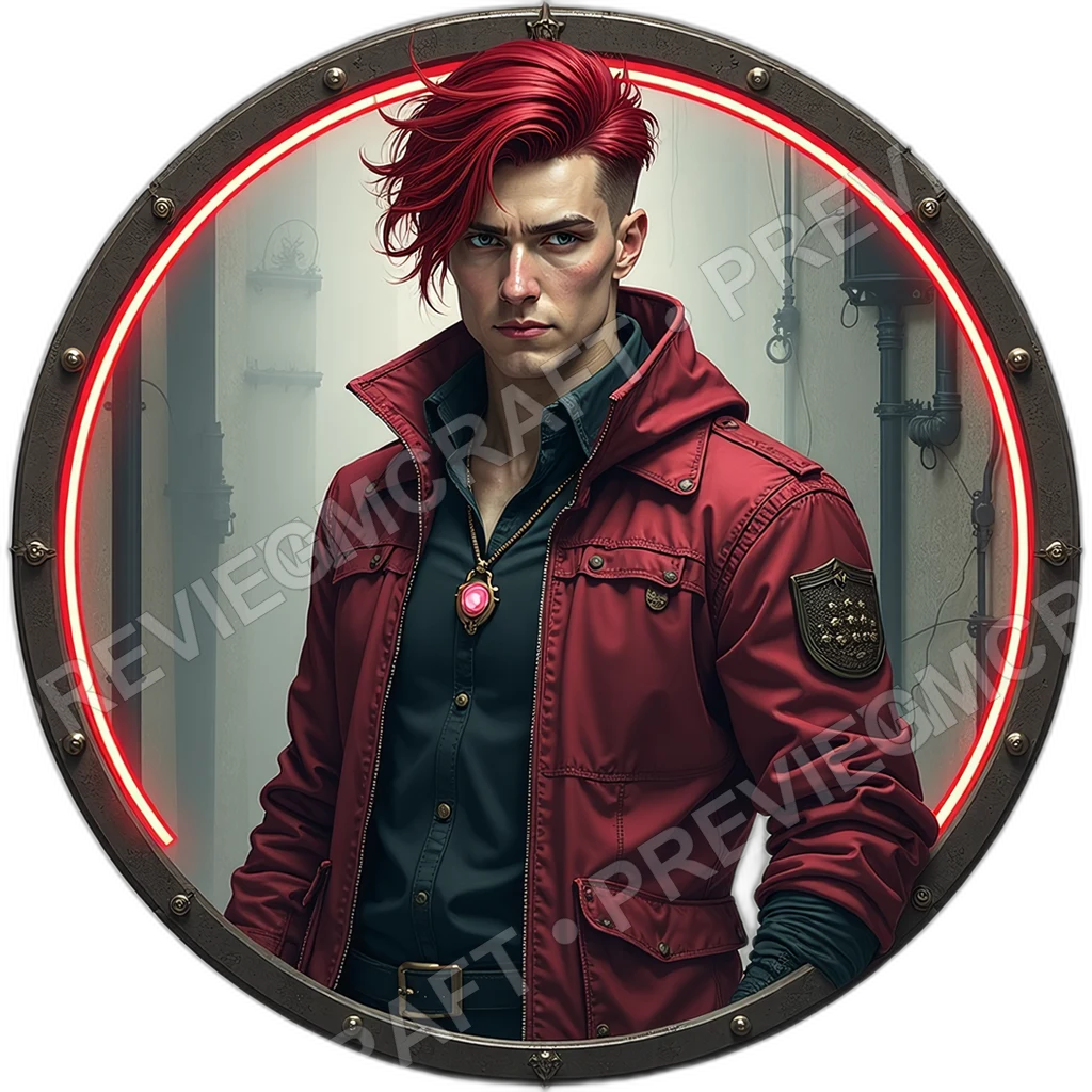 Spray Poet Male Welded Throat Mic Manifesto Roll Diy Plasma Pen Cyberpunks Anarchists, ,Adult,1.8,, ,Broad,Shouldered Build,1.8,, ,Wine,Red Hair,1.8,, 0001 top-down token preview