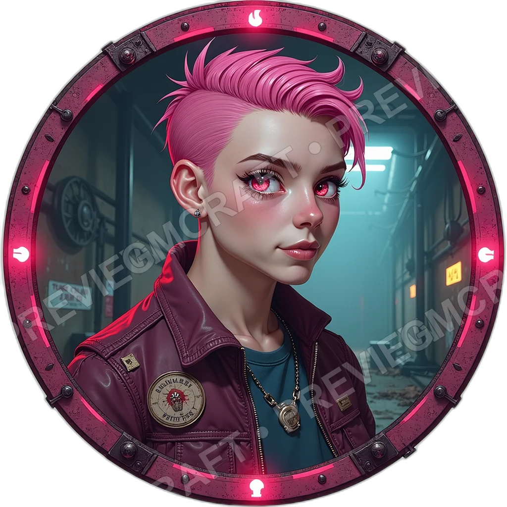 Spray Poet, Male, Razor Tooth Grill, Hacked Civic Badge Pinned, Flame Patched Jacket, Manifesto Tube, Cyberpunks Anarchists, , Age,1.8,, ,Extr 0001 top-down token preview