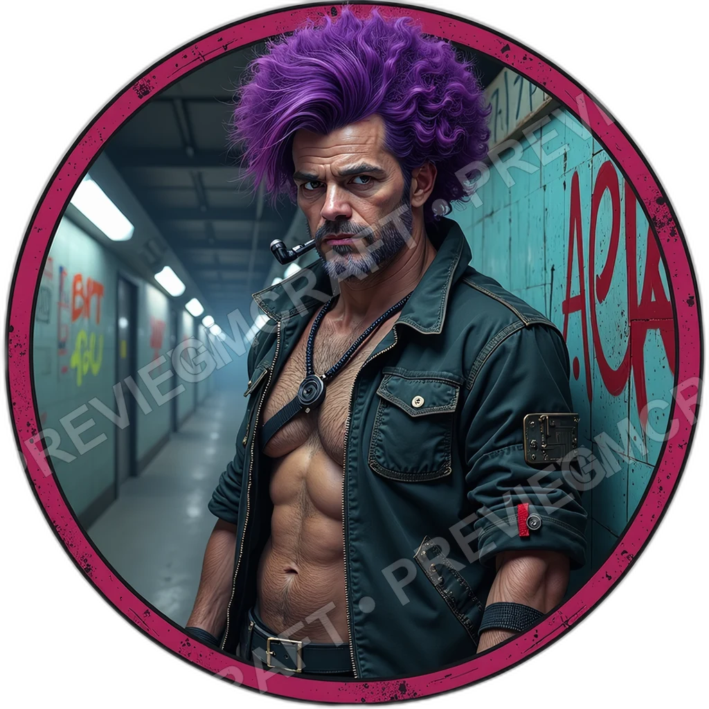 Spraywire Agitator, Male, Welded Throat Mic, Emp Coil Wristband, Manifesto Roll Strapped, Spray Stained Gloves, Cyberpunks Anarchists, ,Senior Age Old 0001 top-down token preview
