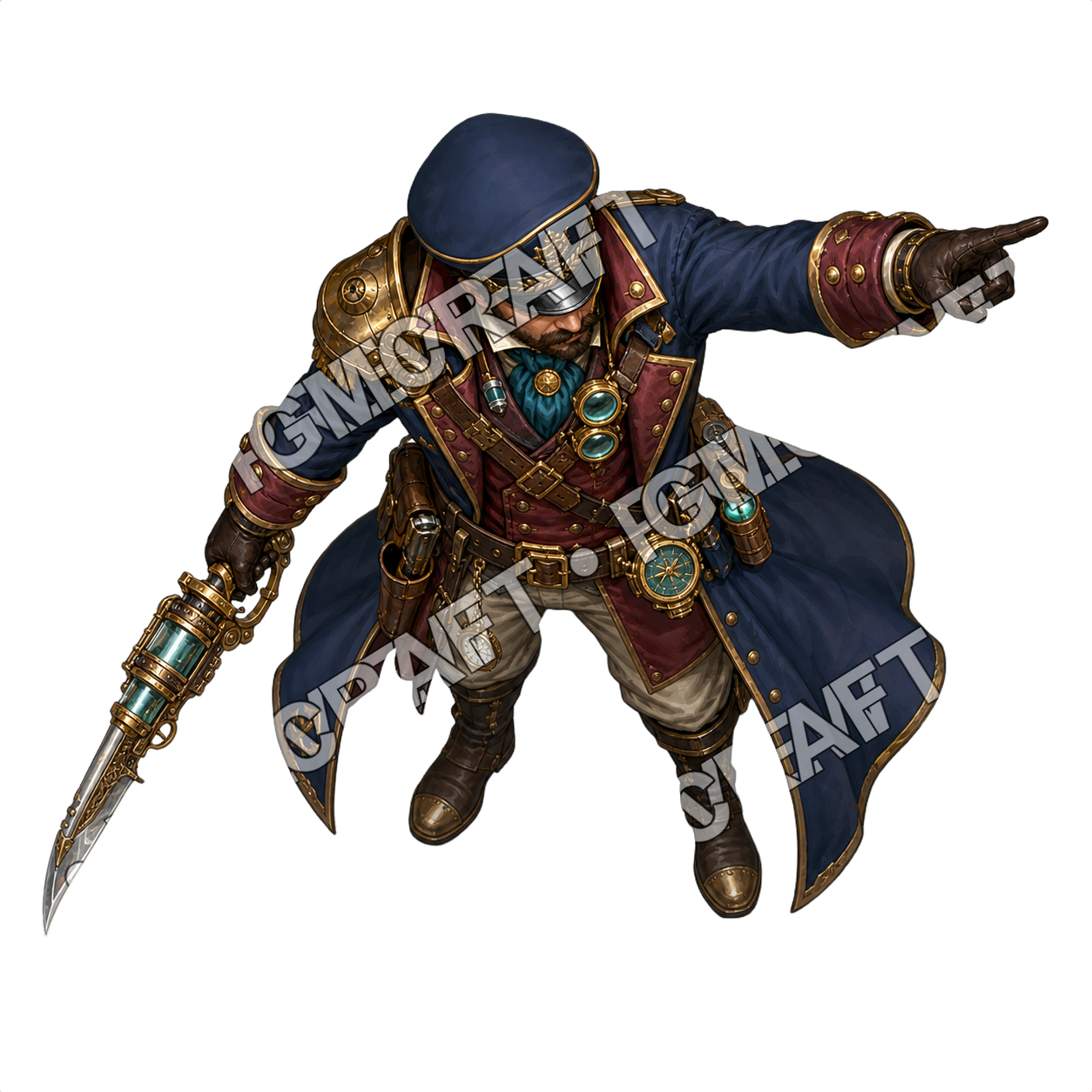 Aperçu du token vu du dessus : capitaine du bateau à aubes steampunk