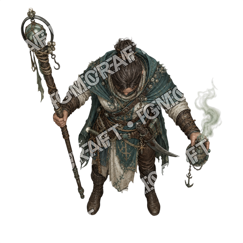 Aperçu du token vu du dessus du mage ou prêtre de la barge corrodée
