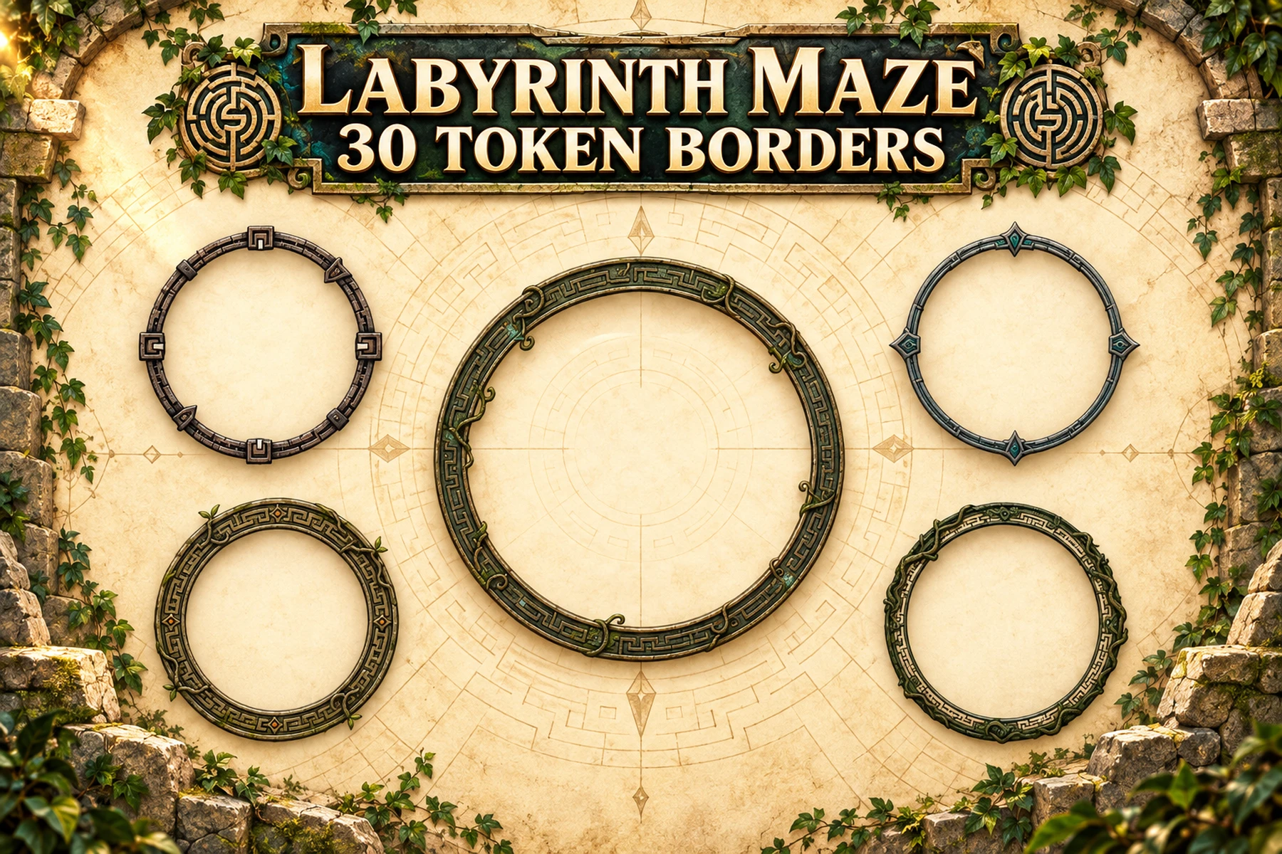 30 Labyrinth Maze Token Borders