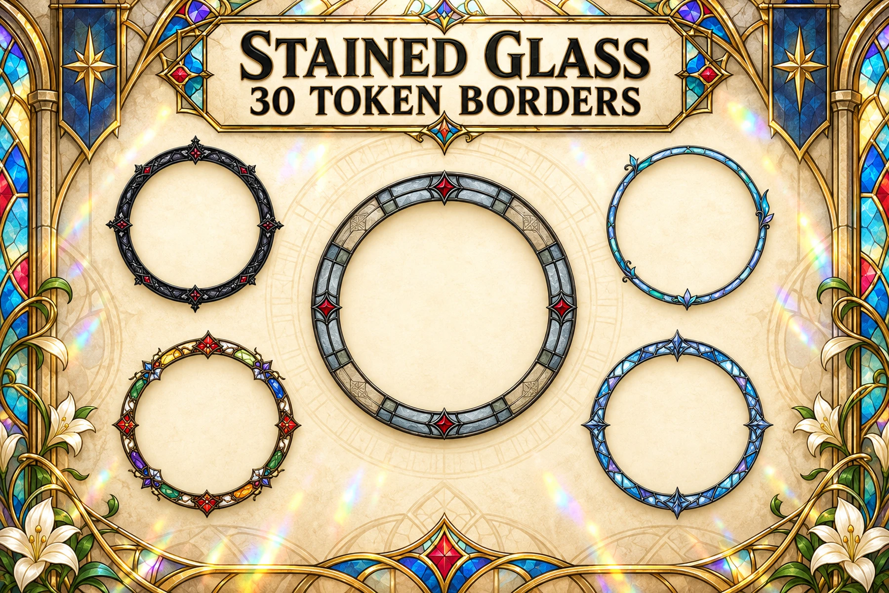 30 Stained Glass Token Borders