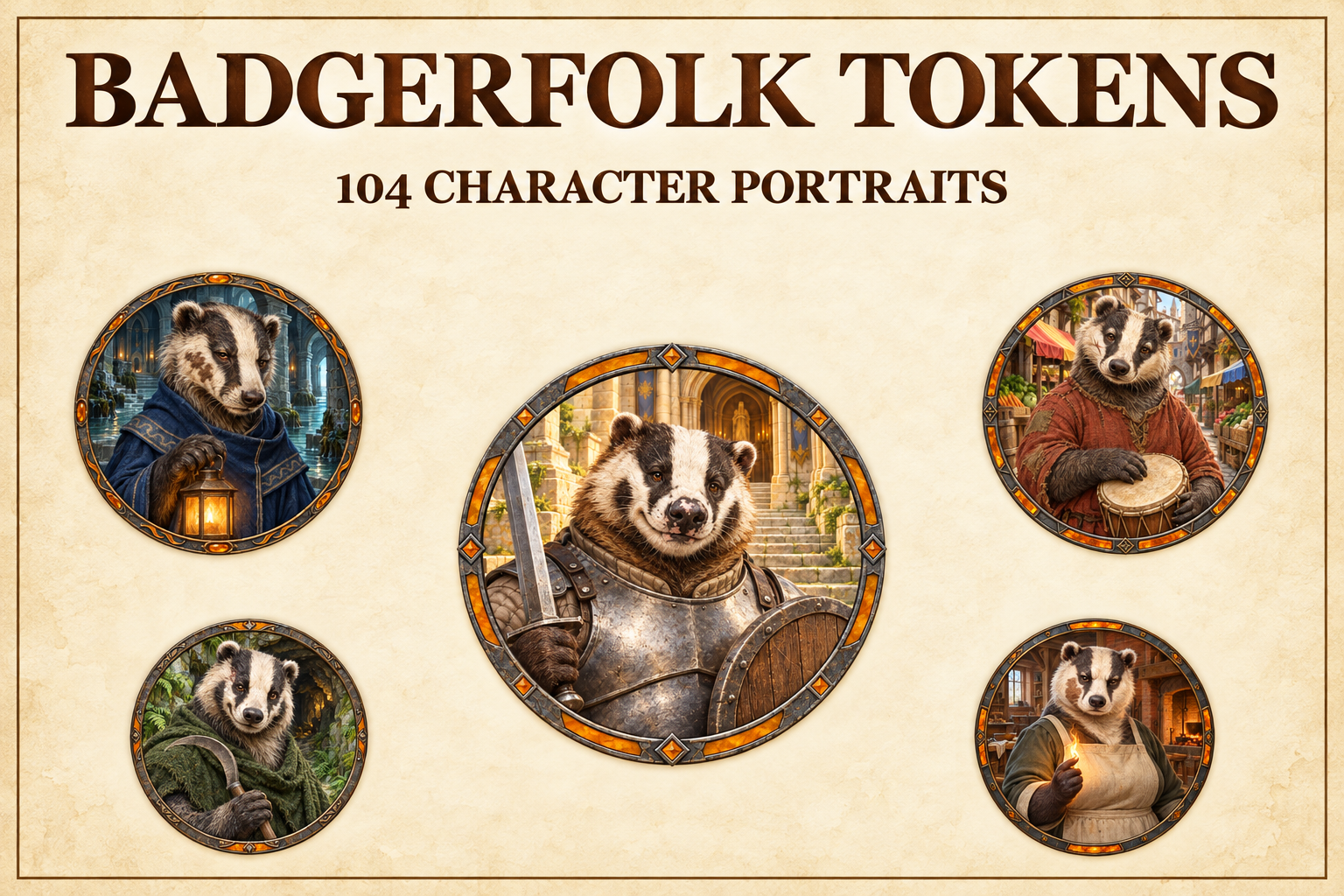 Aperçu du produit Tokens de personnages blaireaux