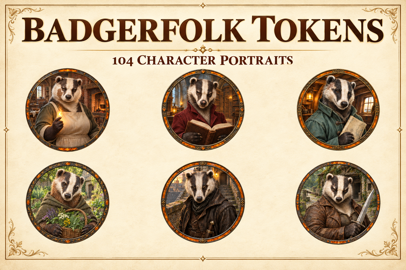 Badgerfolk Character Tokens product preview 1