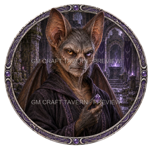 Aperçu de token de sorcier maléfique vu du dessus