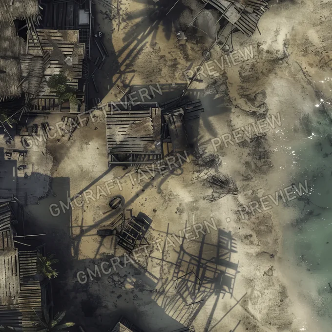 Aperçu de la battlemap Plage polluée abandonnée