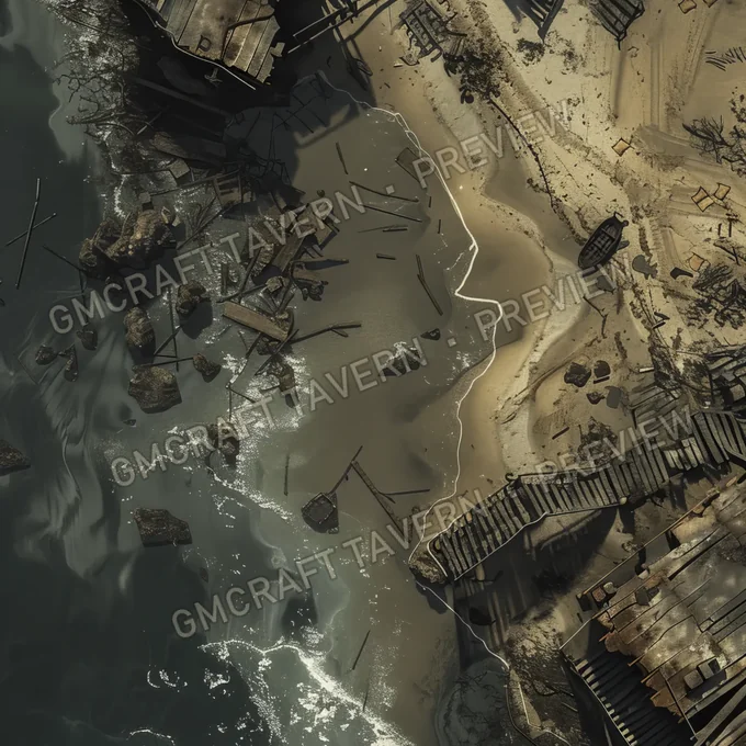 Aperçu de la battlemap Plage polluée abandonnée