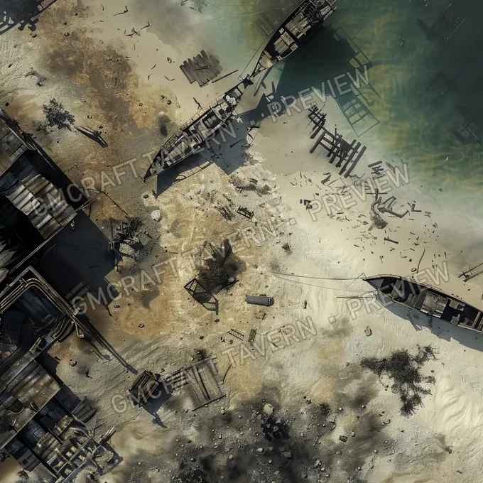 Aperçu de la battlemap Plage polluée abandonnée