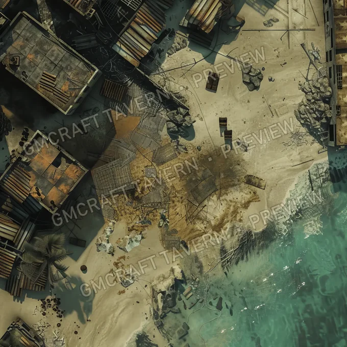 Aperçu de la battlemap Plage polluée abandonnée