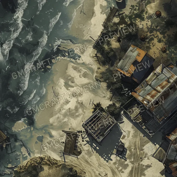 Aperçu de la battlemap Plage polluée abandonnée