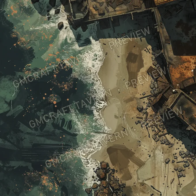 Aperçu de la battlemap Plage polluée abandonnée