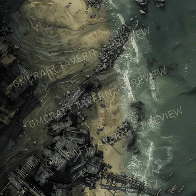 Aperçu de la battlemap Plage polluée abandonnée