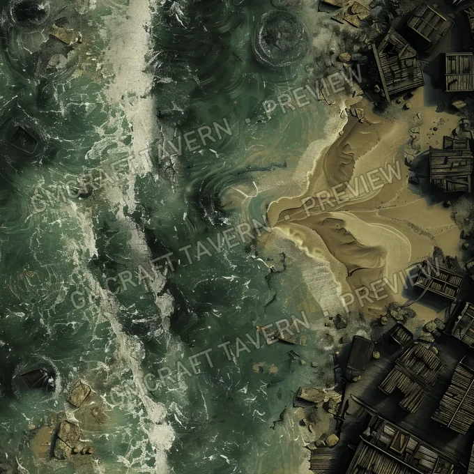 Aperçu de la battlemap Plage polluée abandonnée