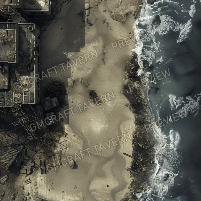 Aperçu de la battlemap Plage polluée abandonnée