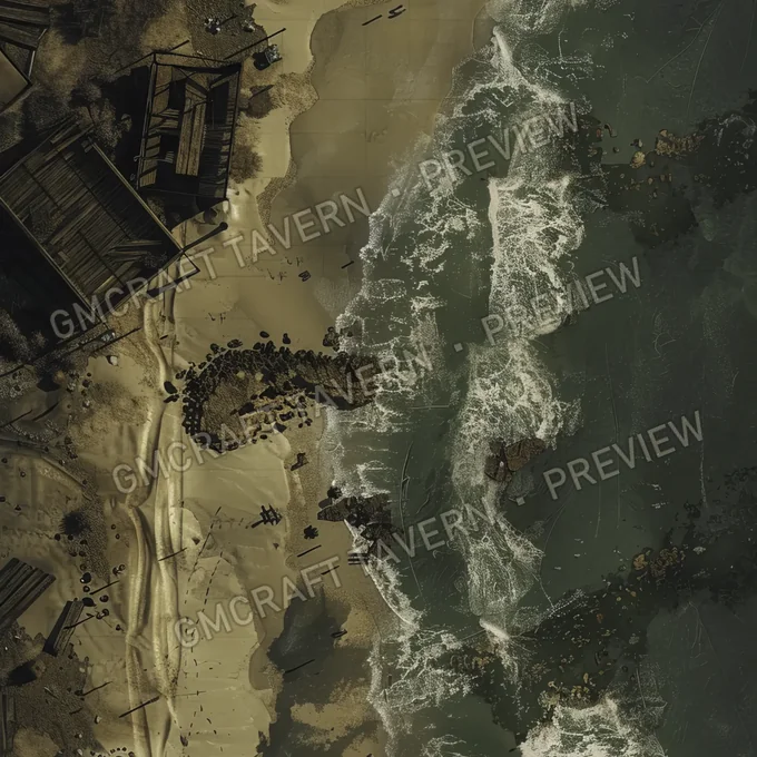 Aperçu de la battlemap Plage polluée abandonnée