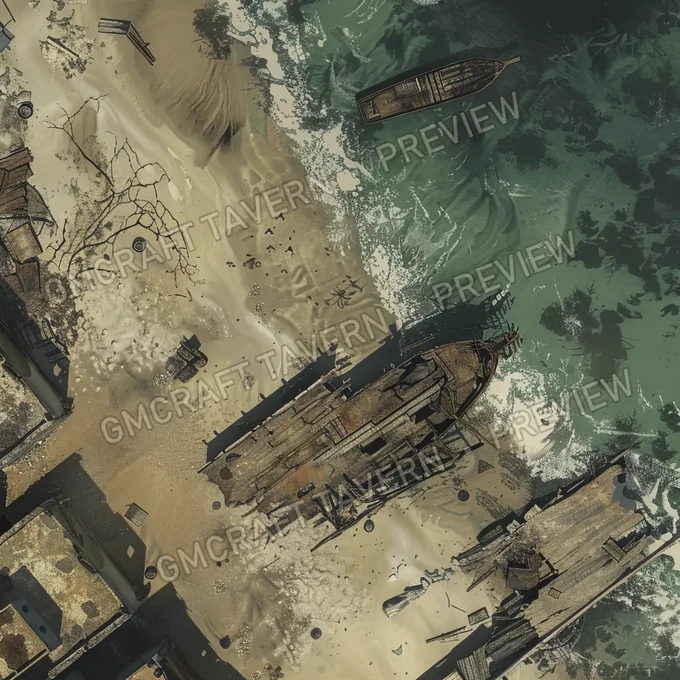 Aperçu de la battlemap Plage polluée abandonnée