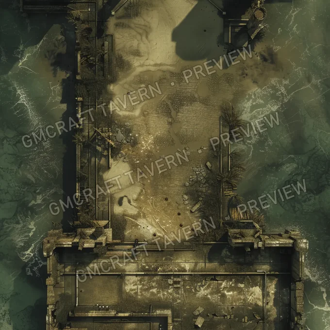 Aperçu de la battlemap Plage polluée abandonnée