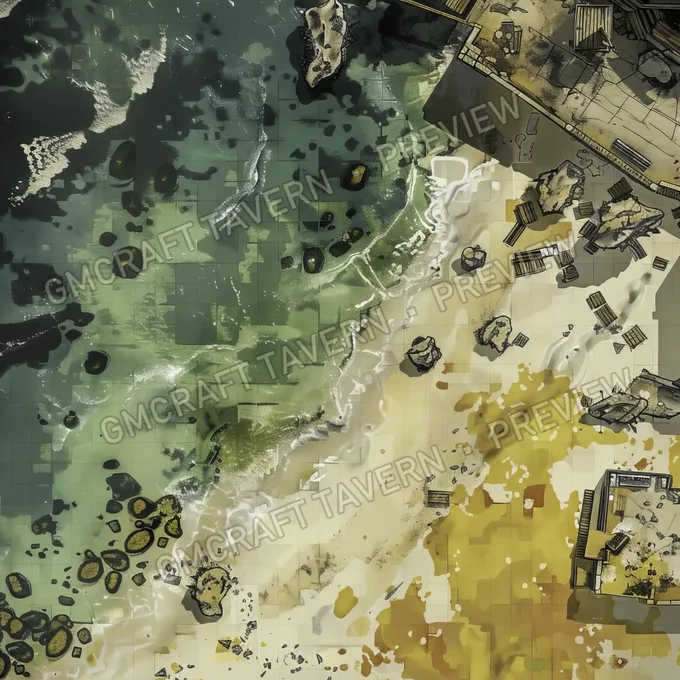 Aperçu de la battlemap Plage nucléaire avec radiations