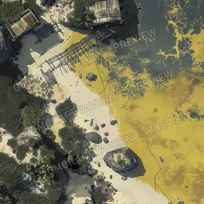 Aperçu de la battlemap Plage nucléaire avec radiations