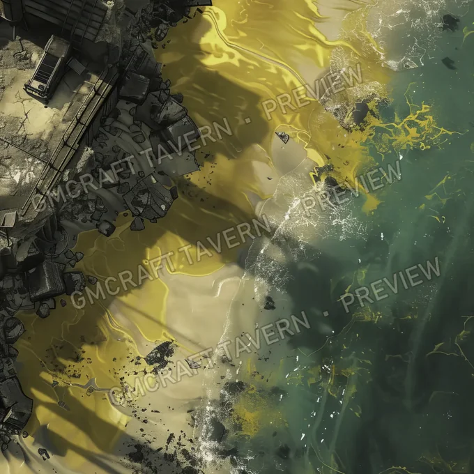 Aperçu de la battlemap Plage nucléaire avec radiations