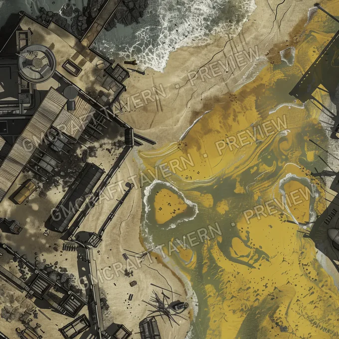 Aperçu de la battlemap Plage nucléaire avec radiations