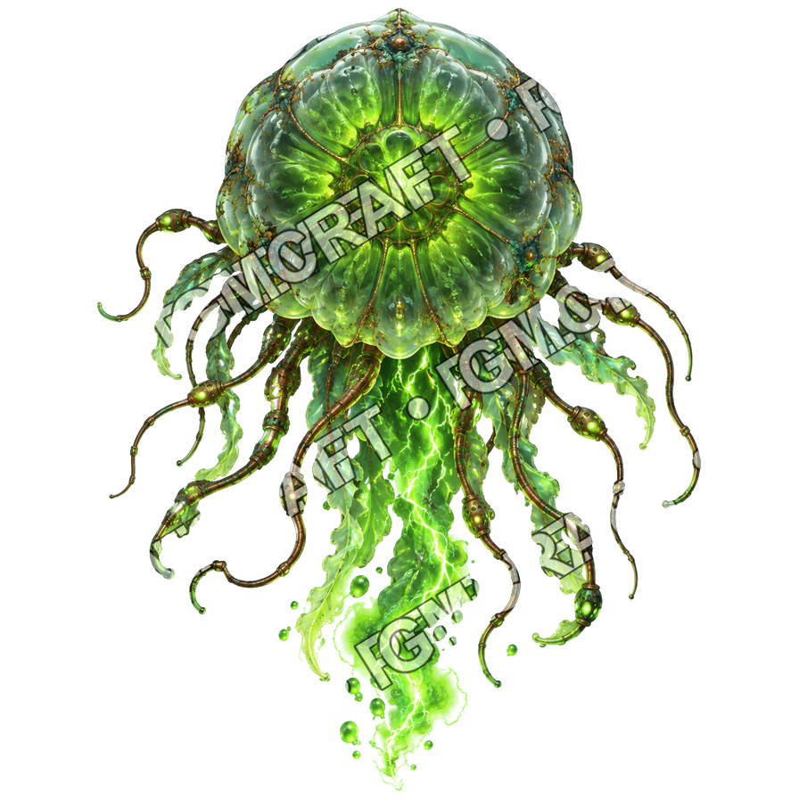 Océan pirate 0362 Token vu du dessus de méduse électrique à lentille verte — aperçu du token vu du dessus