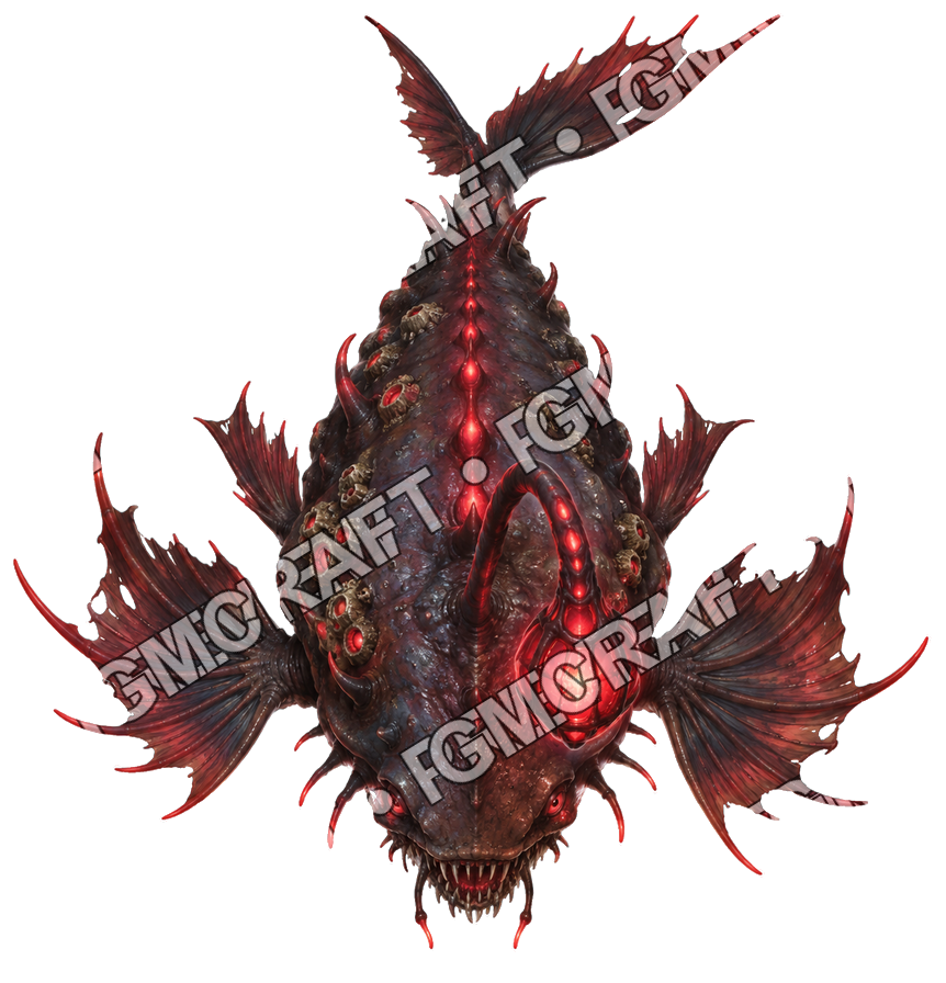 Océan pirate 0372 Token vu du dessus de poisson-lanterne à lentille rouge — aperçu du token vu du dessus