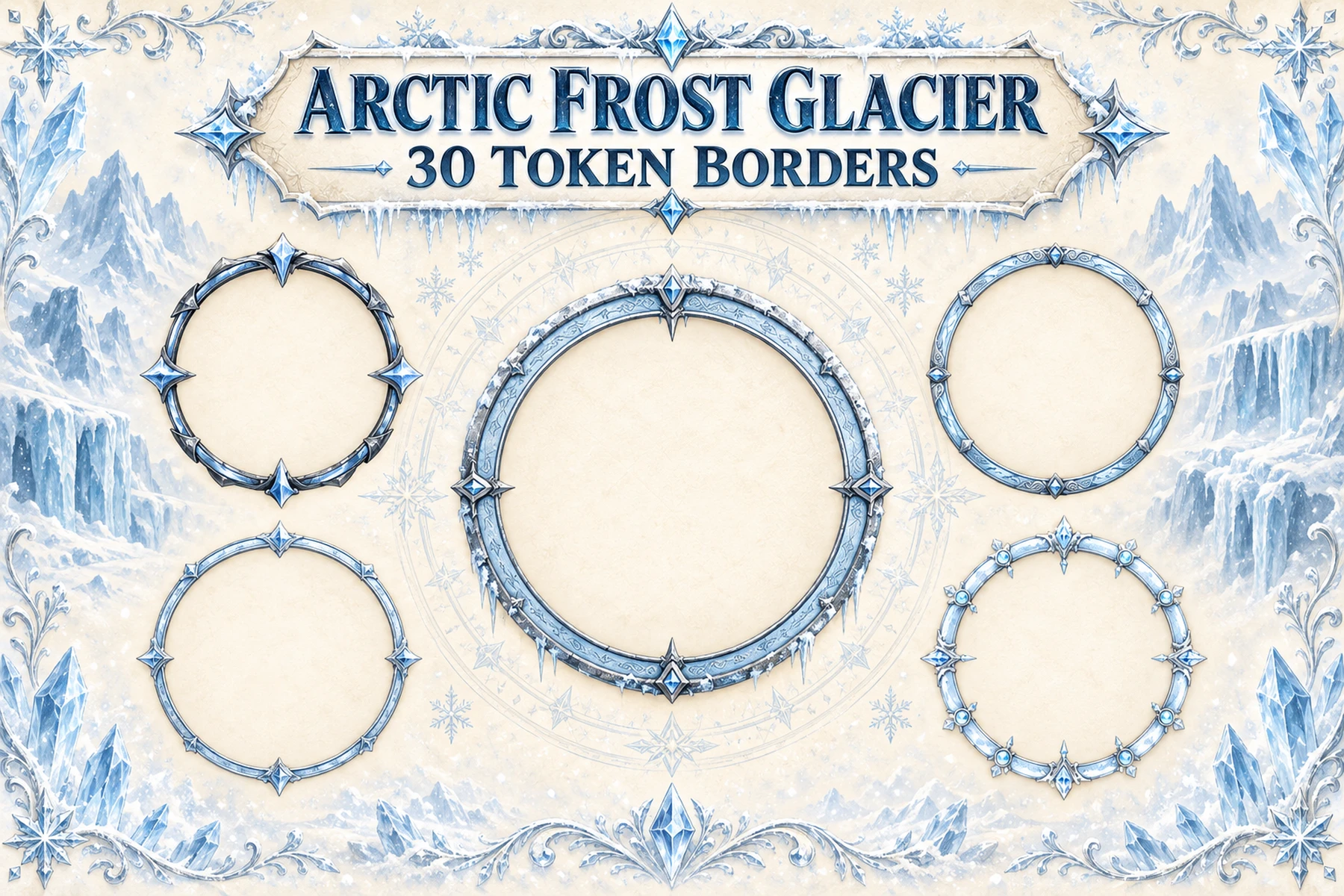 30 Arctic Frost Glacier Token Borders