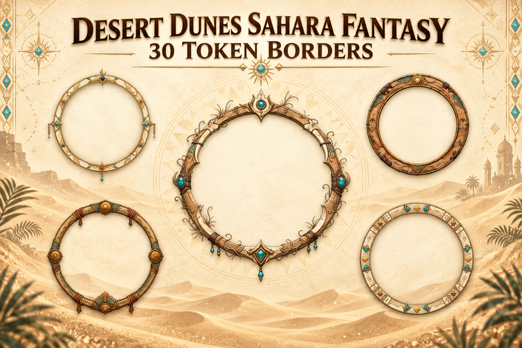 30 Desert Dunes Sahara Fantasy Token Borders