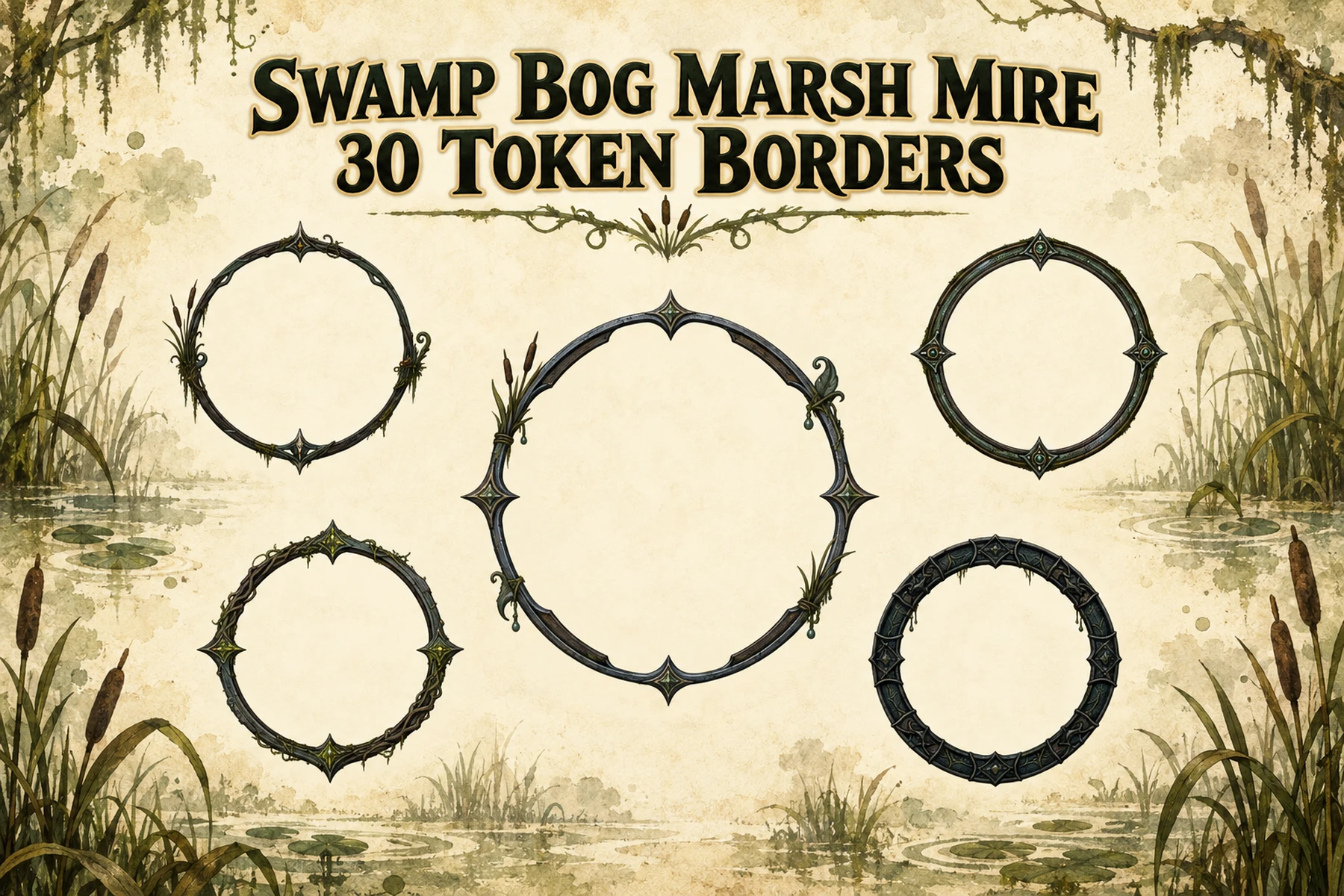 30 Swamp Bog Marsh Mire Token Borders