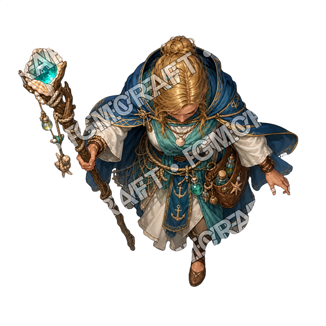 Weathered Rowboat Healer Or Mage top-down token preview