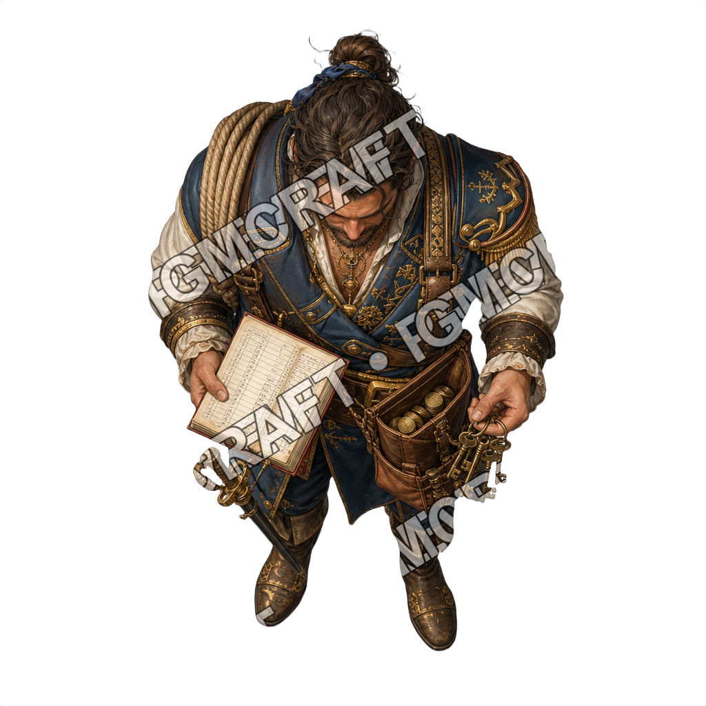 Gilded Pleasure Barge Quartermaster top-down token preview