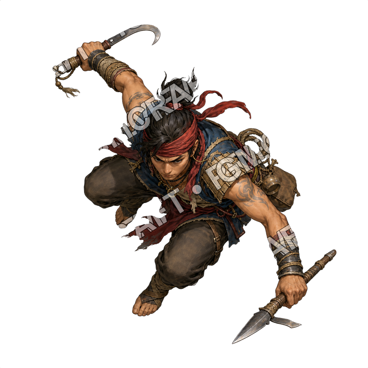 Paper Thin Bamboo Skiff Deckhand Raider top-down token preview