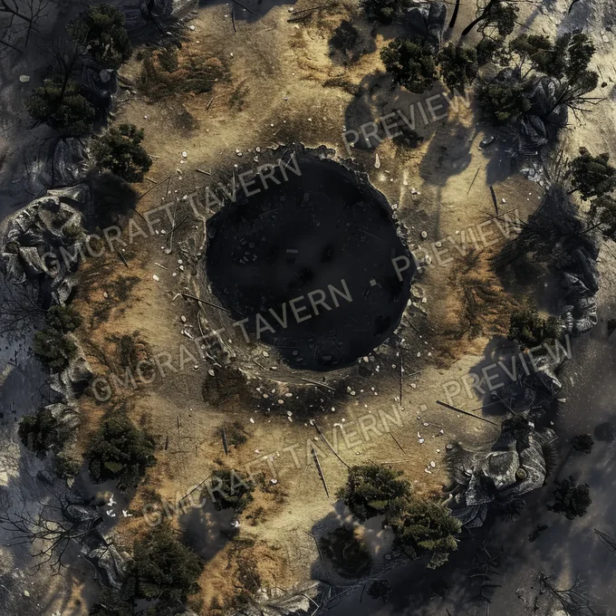 Atomic Bomb Crater Site Batt battlemap preview
