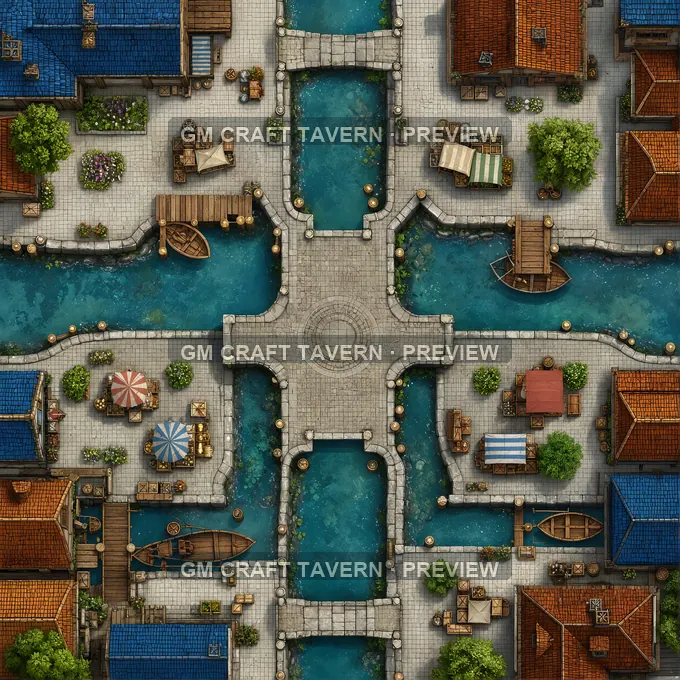 Canal Crossroads battlemap preview