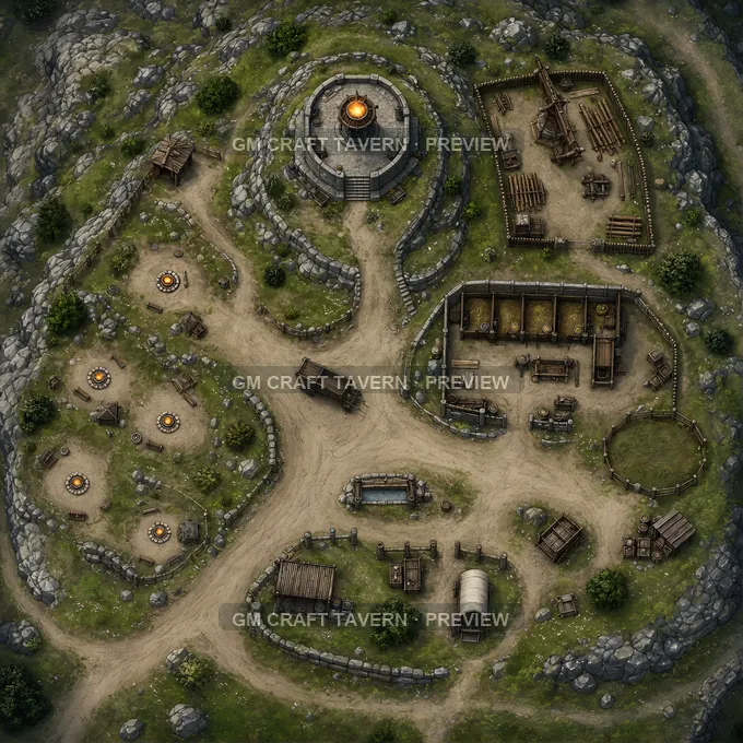 Hilltop Beacon Waystation With Relay Stable And Signal Yard battlemap preview